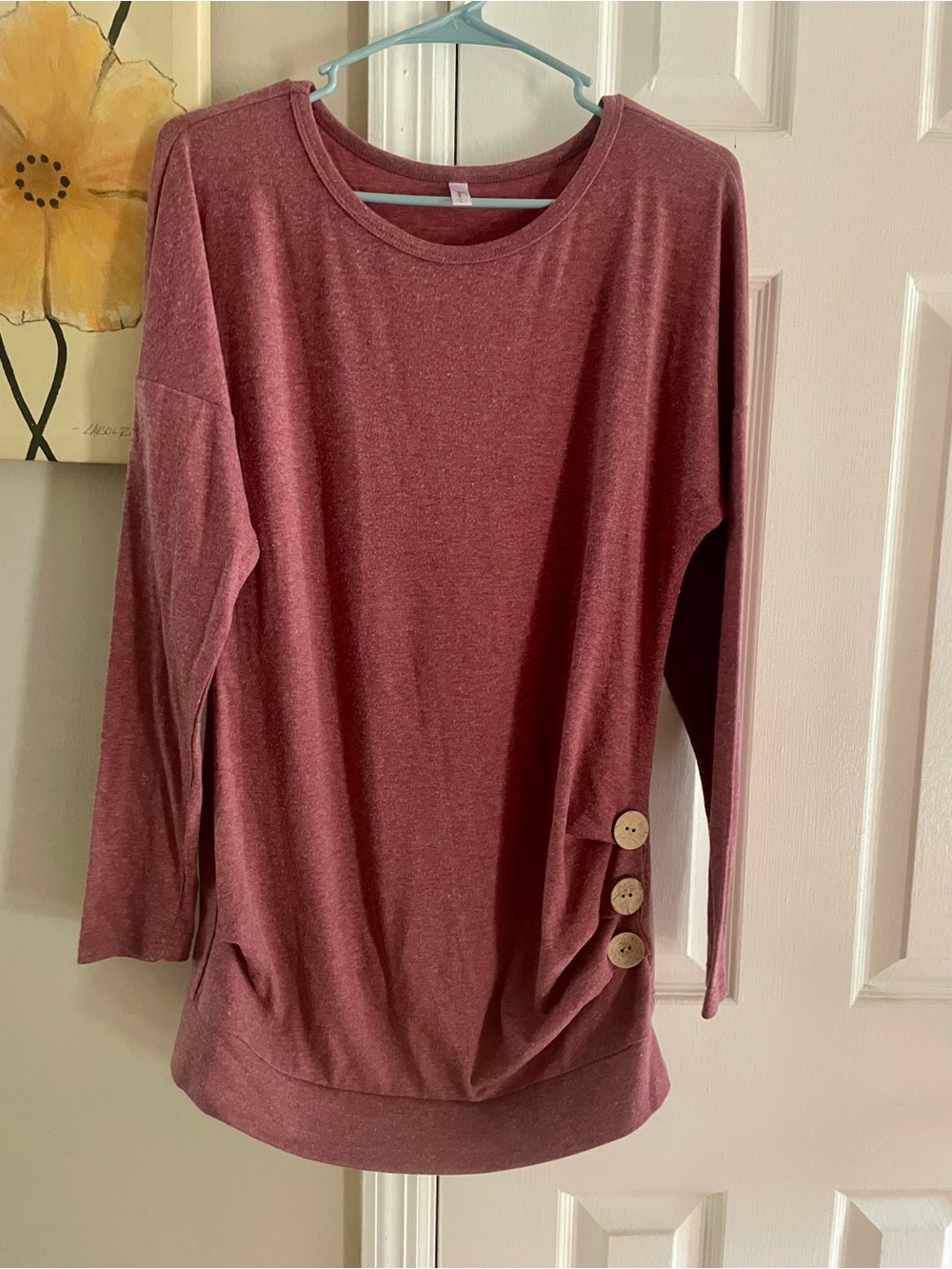 Rosewood Side-Button Long Sleeve Tunic